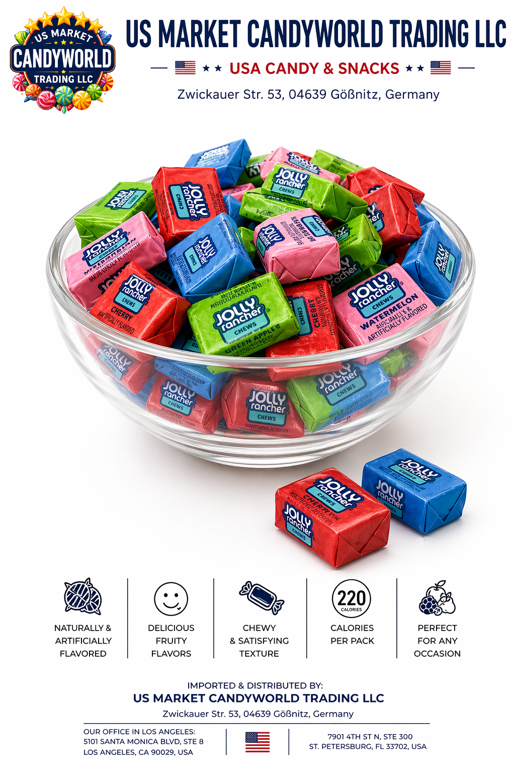 Jolly Rancher Fruchtkaubonbons Originalgeschmack 2,06 oz (58g) (USA-Import) – weitere Produktansicht