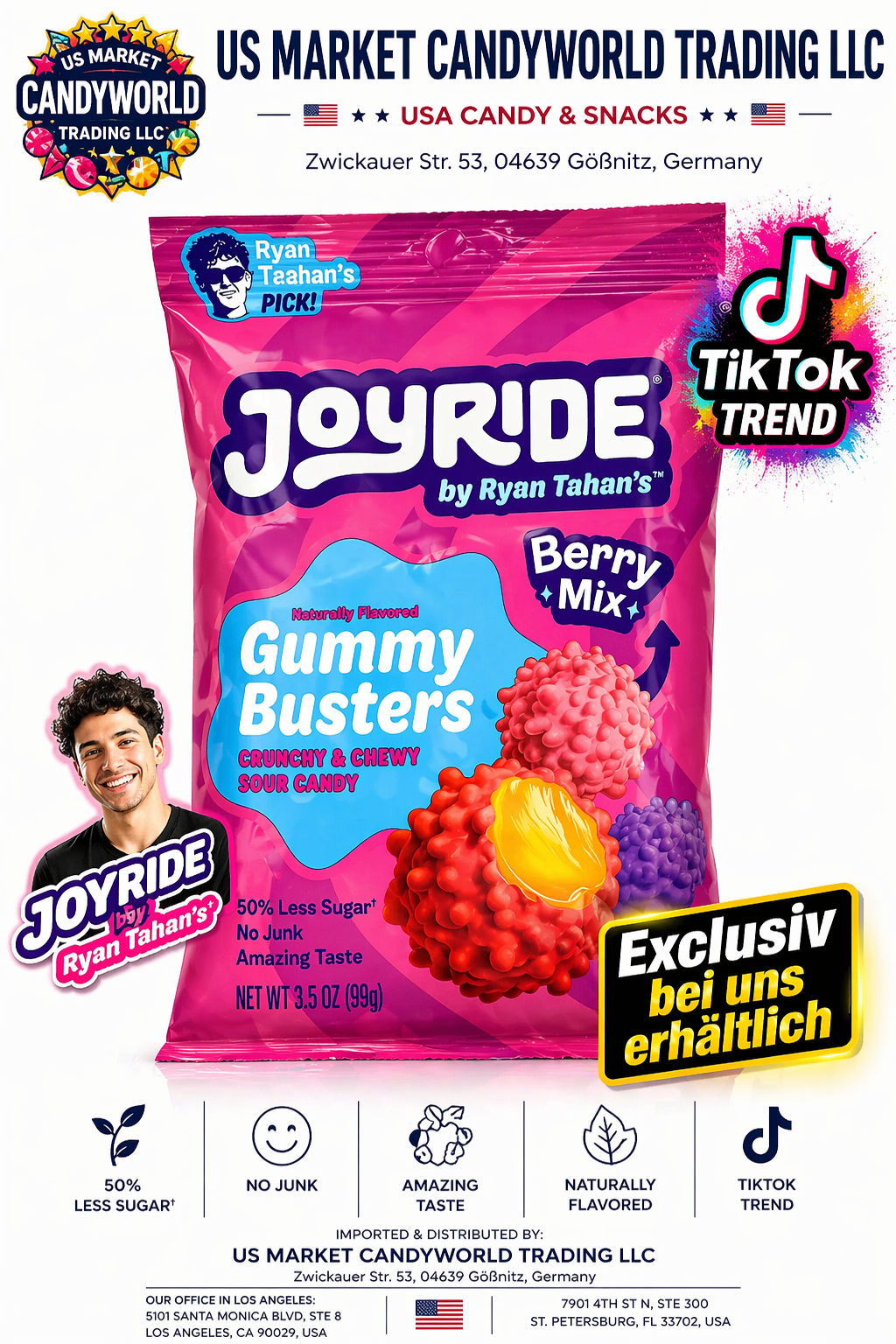 Joyride Gummy Busters Berry Mix – 99g (3.5 oz) - (USA) - exliusiv bei uns erhältlich! – Florida Candy