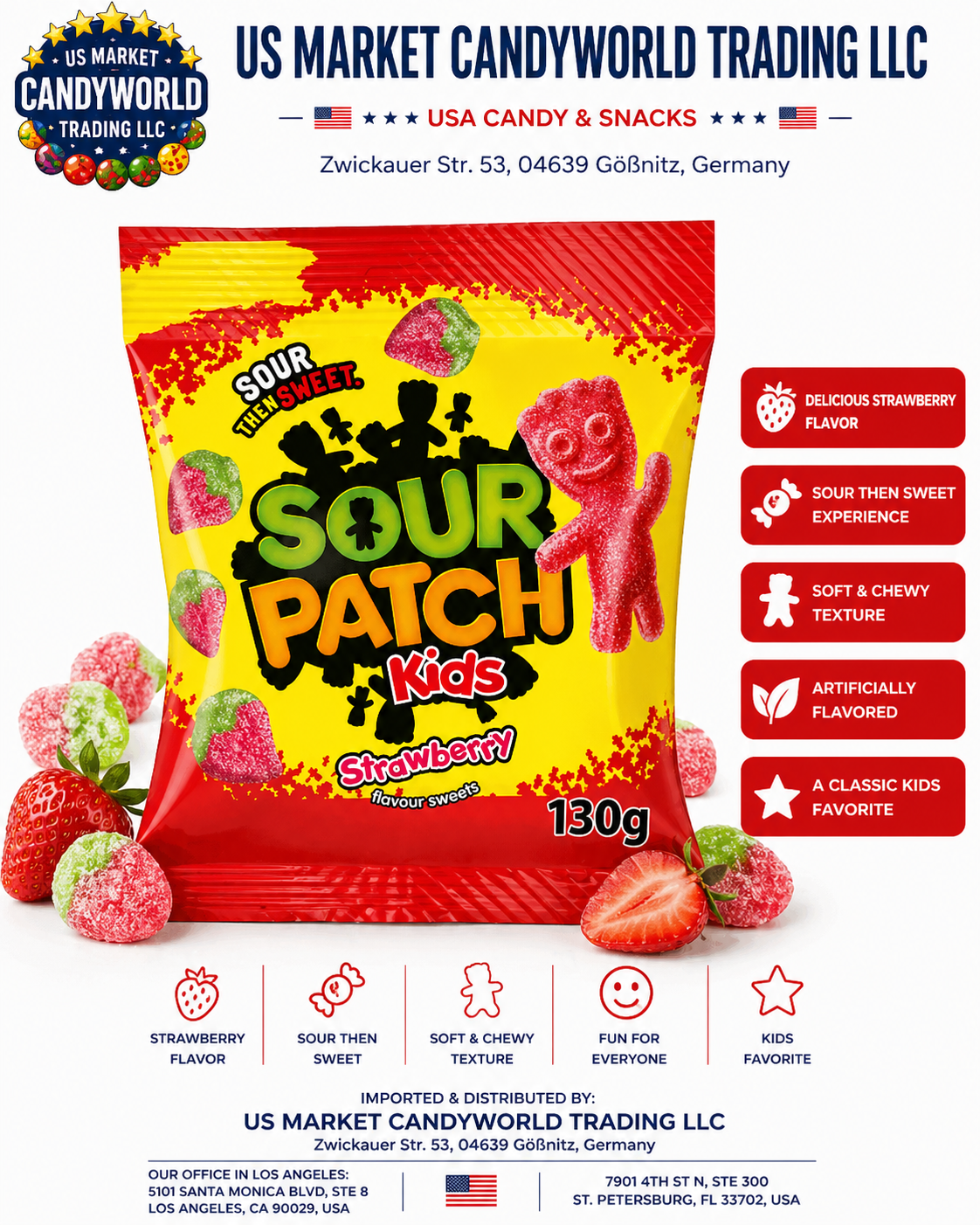 Sour Patch Kids Strawberry 102g - (USA - Import) – Florida Candy