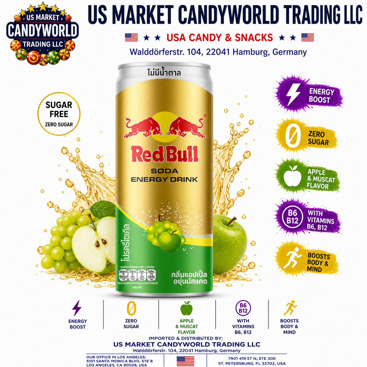 Red Bull Soda Energy Drink – Green Grape (Zero Sugar) 11oz - 325ml – Florida Candy