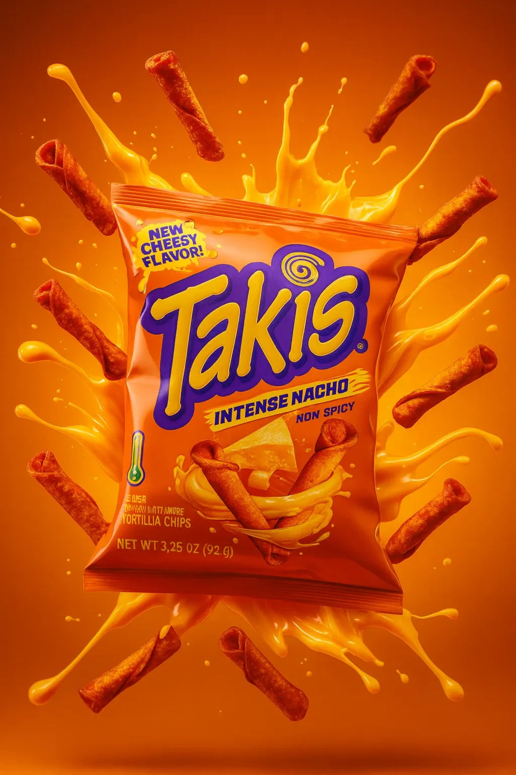 Takis Intense Nacho – Gerollte Tortilla-Chips mit Käsegeschmack 92 g – Florida Candy