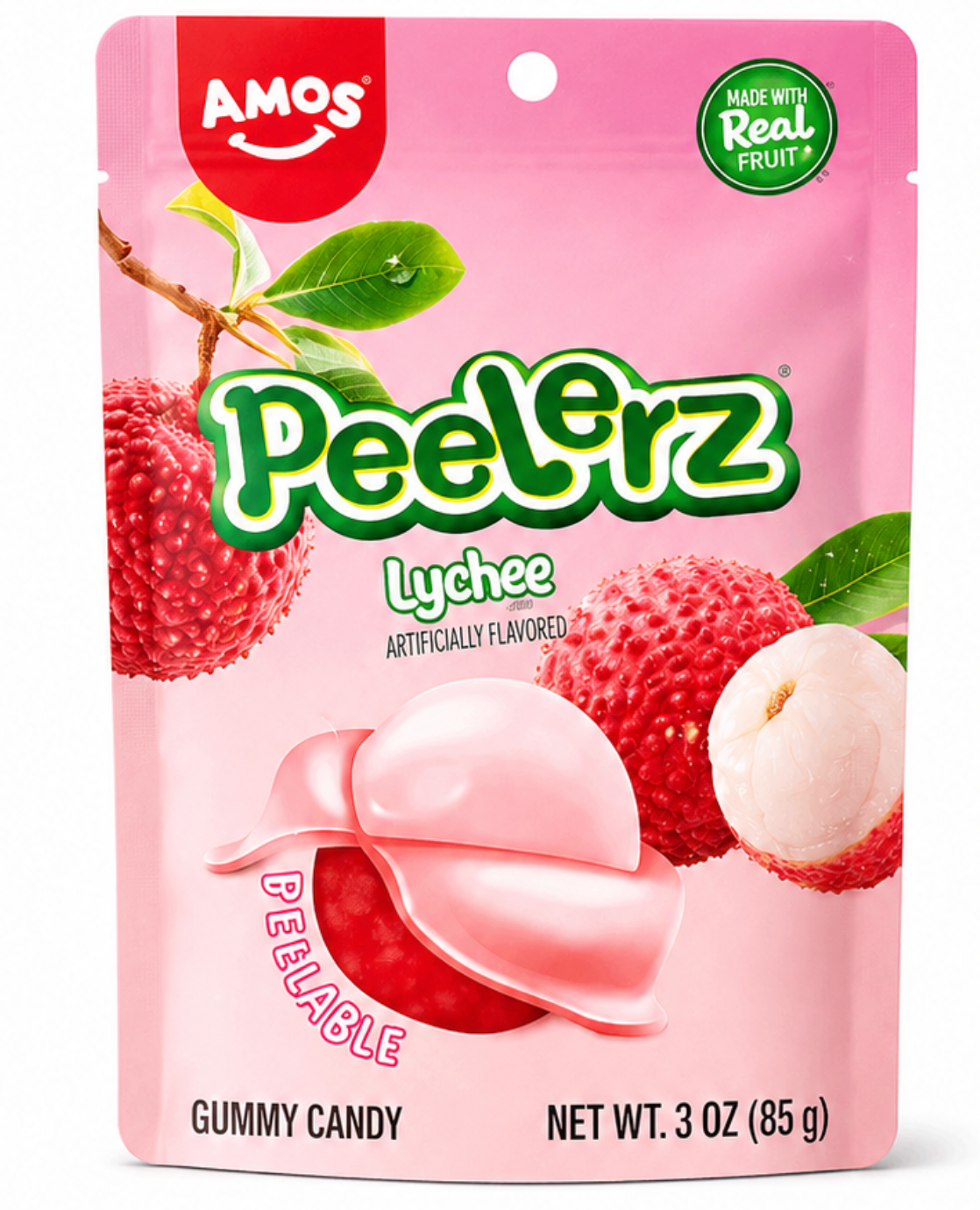 Amos Peelerz Lychee – Fruchtige Gummy Candy mit peelbarem Spaßfaktor 3,0oz - 85g – Florida Candy