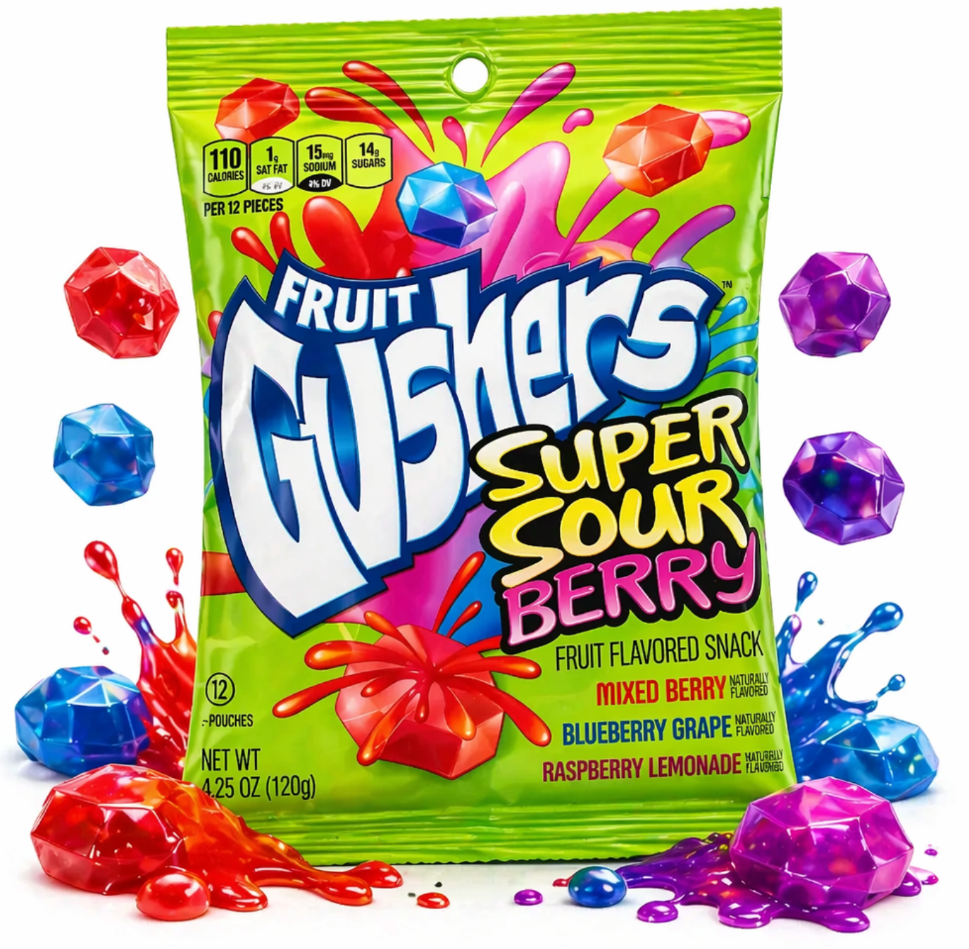 Fruit Gushers Super Sour Berry – Fruchtgummi Snack (120 g)-(USA-Import) – Florida Candy