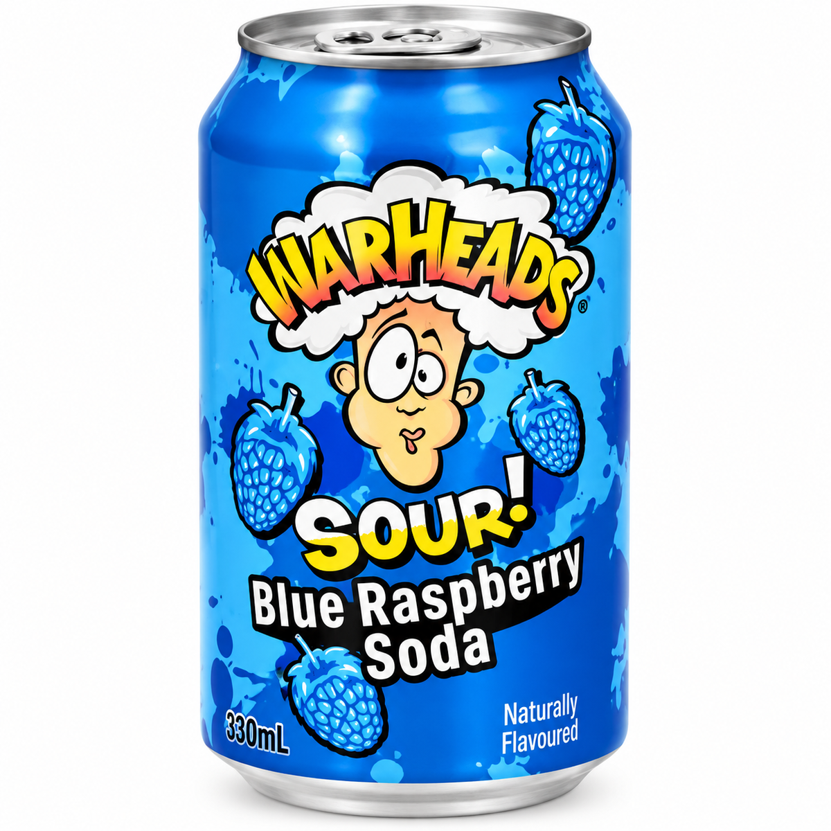 Warheads Sour! Blue Raspberry Soda – 330 ml
