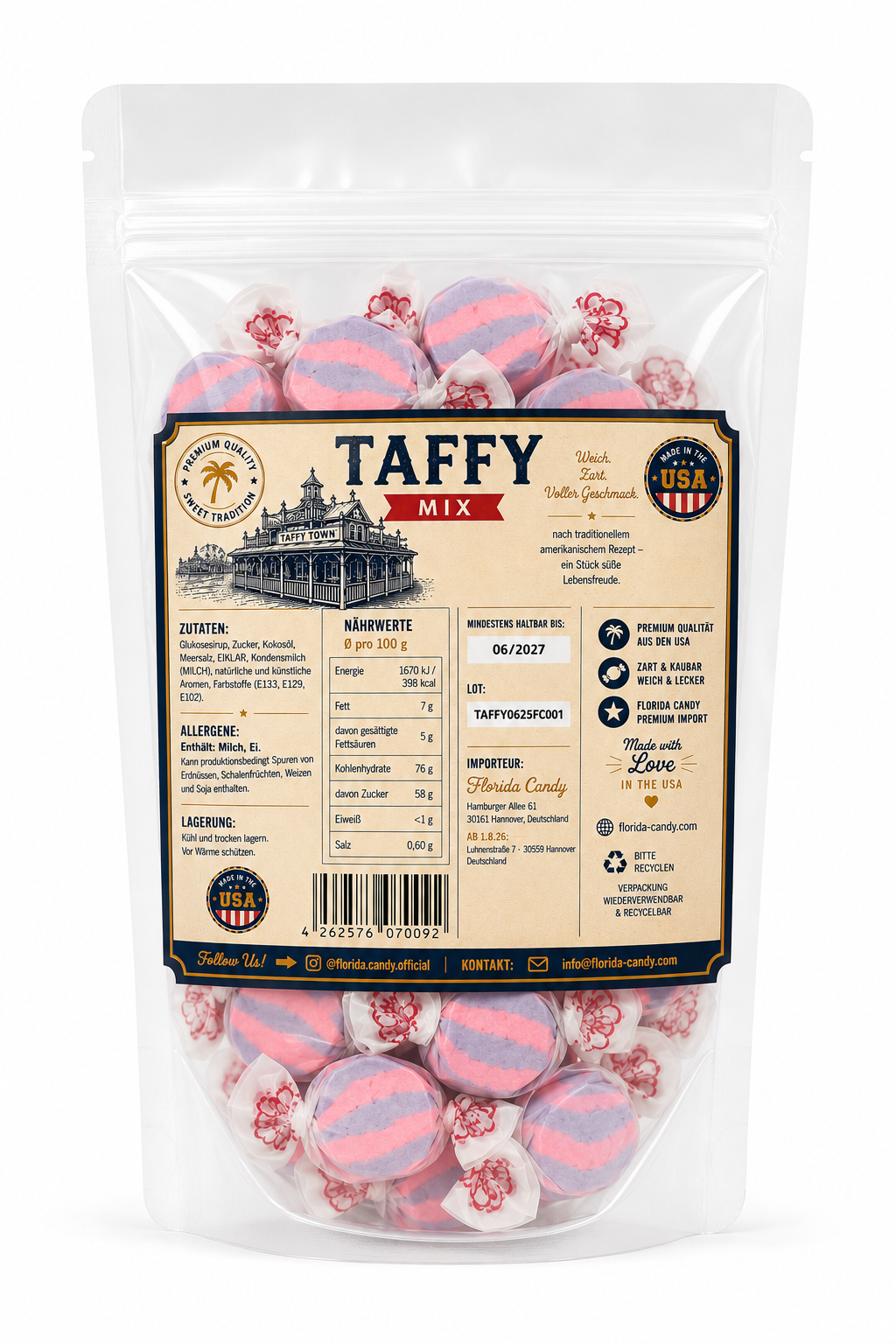 Florida Candy Taffy Mix – 100 g – Original amerikanische Kaubonbons
