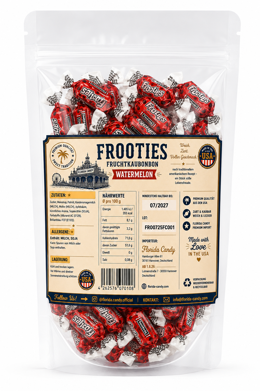 Frooties Watermelon Fruchtkaubonbon – 100 g – Premium USA Import